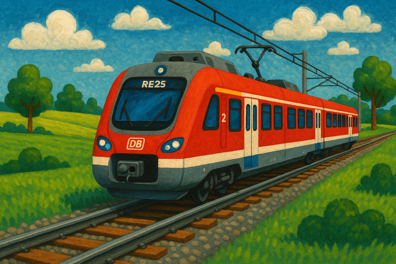 Regionalzug zwischen Ahrensfelde und Ahrensburg auf grüner Strecke in Schleswig-Holstein